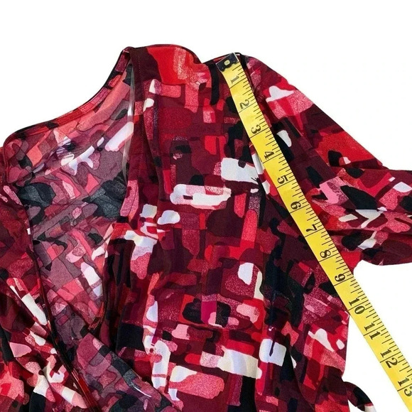 Liz Lange Maternity Long Sleeves Jersey Wrap Dress Size XL Red Black Abstract - Picture 14 of 16